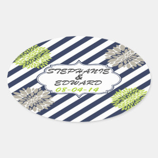 Adesivo Oval Fitas e flores