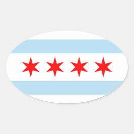 Adesivo Oval Flag of Chicago, Illinois