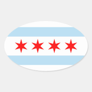 Adesivo Oval Flag of Chicago, Illinois
