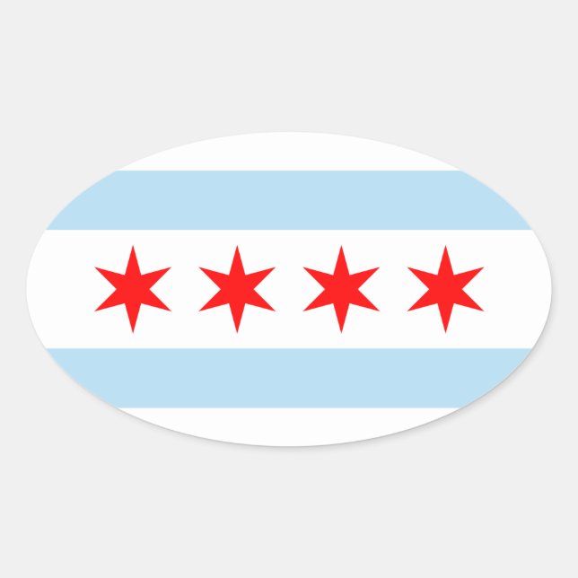 Adesivo Oval Flag of Chicago, Illinois (Frente)