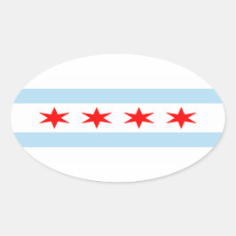 Adesivo Oval Flag of Chicago, Illinois