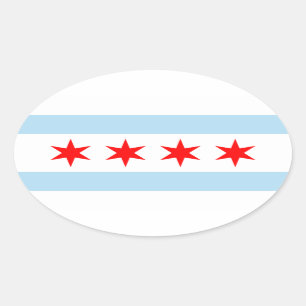 Adesivo Oval Flag of Chicago, Illinois