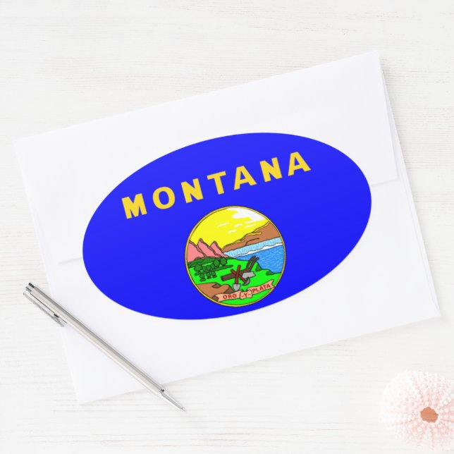 Adesivo Oval Flag of Montana, Big Sky Country (Envelope)