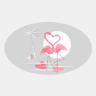 Adesivo Oval Flamingo Love sticker oval