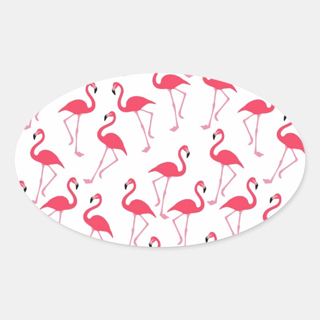 Adesivo Oval flamingos (Frente)