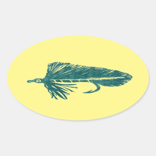 Adesivo Oval Flâmula verde de Matuka, pesca com mosca, mosca