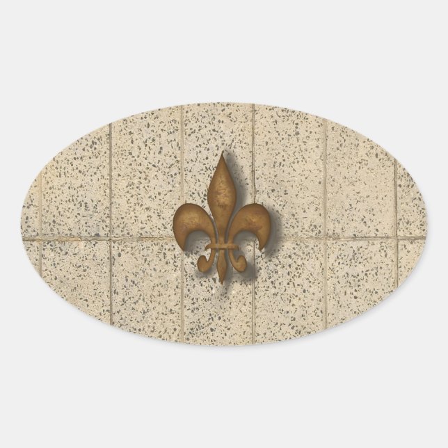 Adesivo Oval Fleur de Lis na Pedra (Frente)