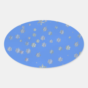 ADESIVO OVAL FLOCOS DE NEVE DO NATAL