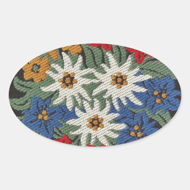 Adesivo Oval Flor alpino suíço Edelweiss (Frente)