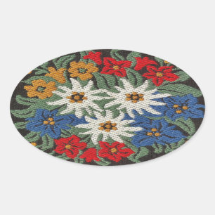 Adesivo Oval Flor alpino suíço Edelweiss