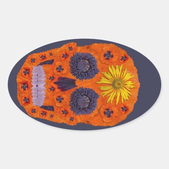 Adesivo Oval Flor - Caveira 1 (Frente)