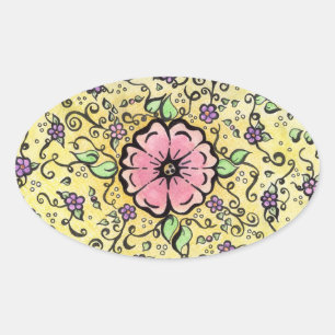 Adesivo Oval Flor cor-de-rosa - primavera