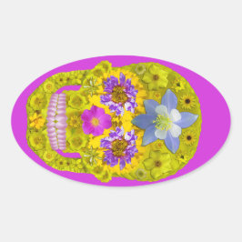 Adesivo Oval Flor - Crânio 3