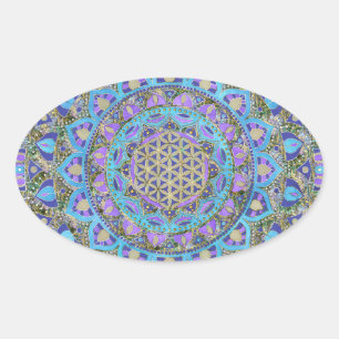 Adesivo Oval Flor Da Vida - Estilo De Mandala Índia 2