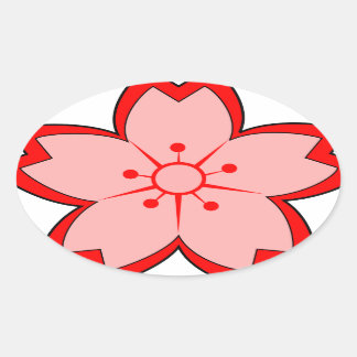 Adesivo Oval Flor de Cereja Japonês