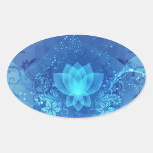 Adesivo Oval Flor de Lotus Azul