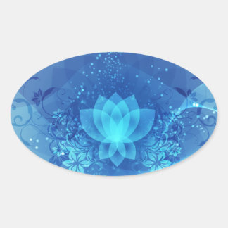 Adesivo Oval Flor de Lotus Azul