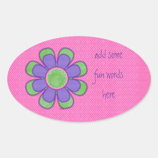 Adesivo Oval Flor de Verificação Roxo