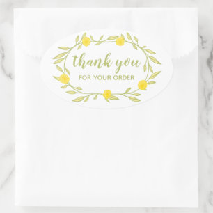 Adesivo Oval Floral Vines Wreath OBRIGADO pelo pedido Chic