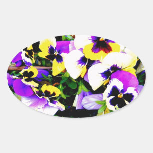 Adesivo Oval flores do amor perfeito
