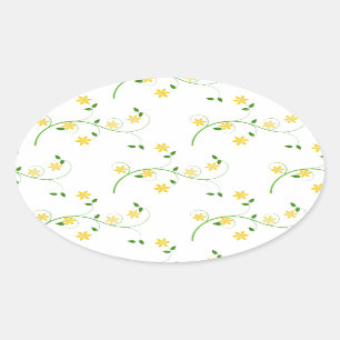 Adesivo Oval Flores e flores