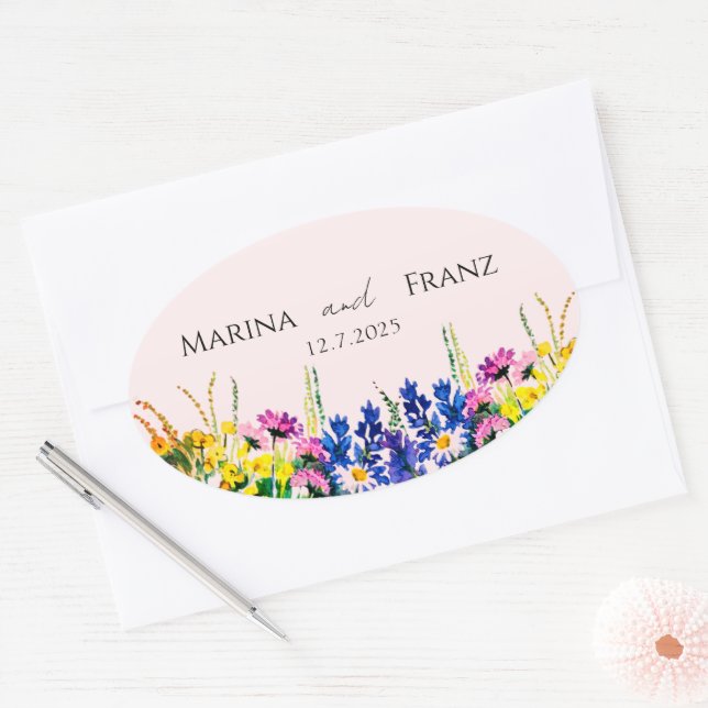 Adesivo Oval Flores silvestres de verão (Envelope)