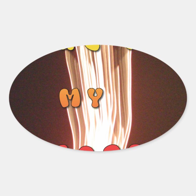 Adesivo Oval Fogo na minha Impressão de Arte Cardíaca (Frente)