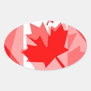 Adesivo Oval Folha de bordo canadense por todo o lado no estilo