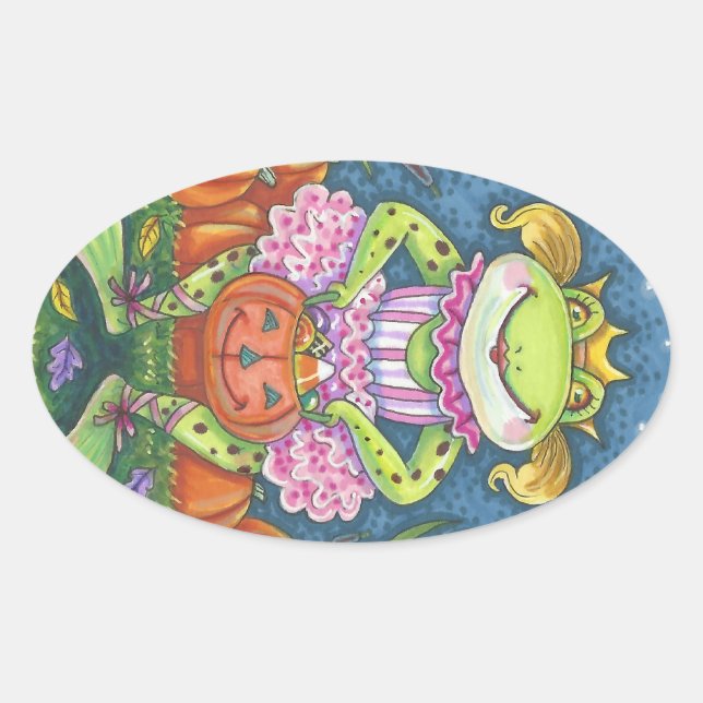 Adesivo Oval FOLHA DE SAPOS DE HALLOWEEN HALLOWEEN Oval