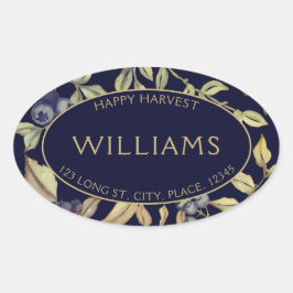 Adesivo Oval Folhas de Colheita do outono e Berries Personalizá