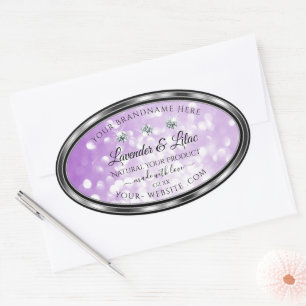 Adesivo Oval Folheto Roxo Rótulos de Produto com Ouros