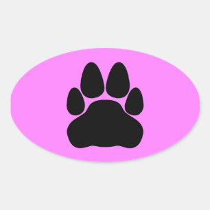 Adesivo Oval Forma de Impressão de Pata de Gato Preta