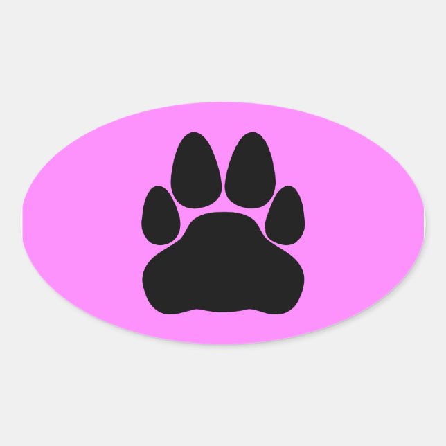 Adesivo Oval Forma de Impressão de Pata de Gato Preto (Frente)