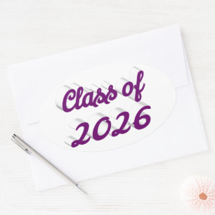 Adesivo Oval Formatura da turma de 2026 em roxo