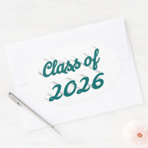 Adesivo Oval Formatura da turma de 2026 em verde