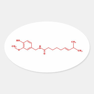 Adesivo Oval Fórmula Química Molecular de Capsaicina