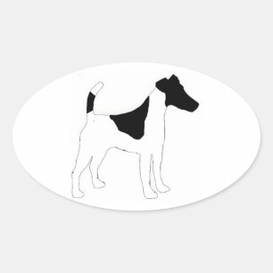 Adesivo Oval fox terrier silhouette