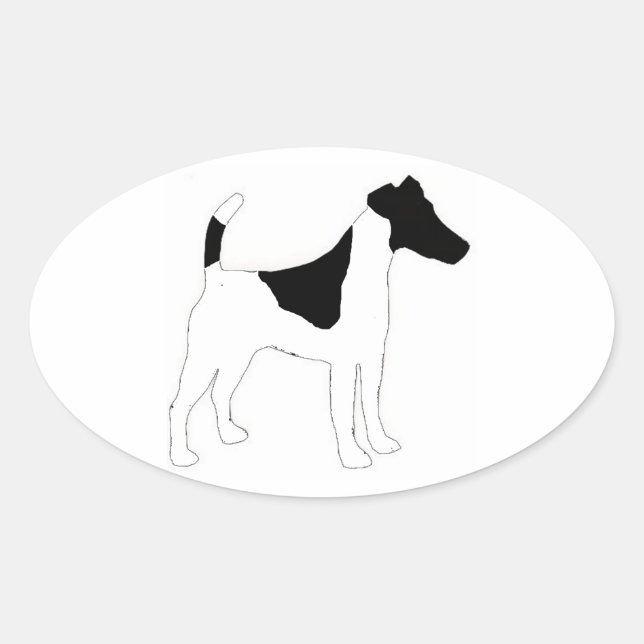 Adesivo Oval fox terrier silhouette (Frente)
