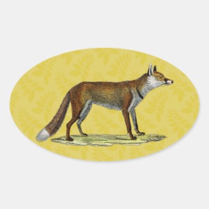 Adesivo Oval Fox vermelho do vintage