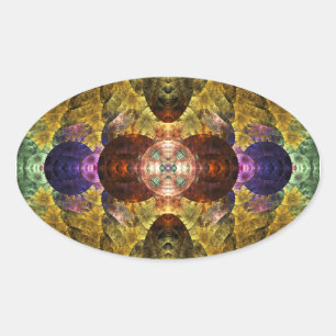 Adesivo Oval Fractal Geométrico de Mayflower Abstrato