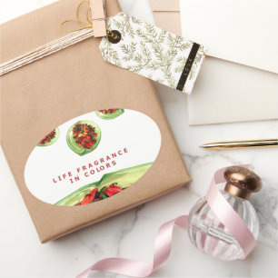 Adesivo Oval Fragrância de vida em potpourri colorido