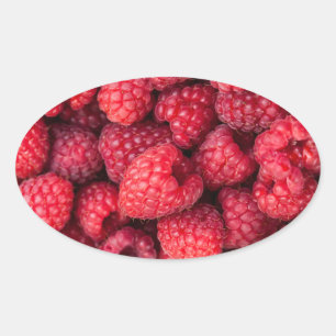 Adesivo Oval Framboesas vermelhas frescas