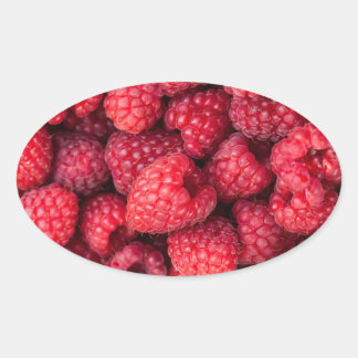 Adesivo Oval Framboesas vermelhas frescas