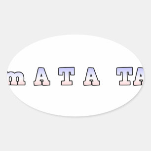 Adesivo Oval fRANCE HAKUNA MATATA AZUL VERMELHO CORES BRANCAS D