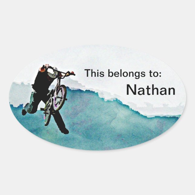 Adesivo Oval Freestyle BMX Bicycle Stunt (Frente)