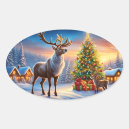 Adesivo Oval Frohe Weihnachten Fensteraufkleber