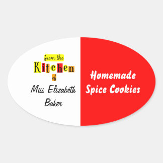 Adesivo Oval From the Kitchen of Retro Red Yellow Canning