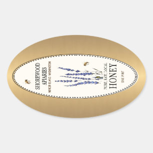 Adesivo Oval Fronteira Dourada de Mel Oval Queenline Oval com F