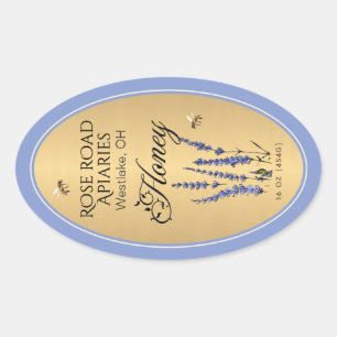 Adesivo Oval Fronteira Dourada de Mel Oval Queenline Oval com F