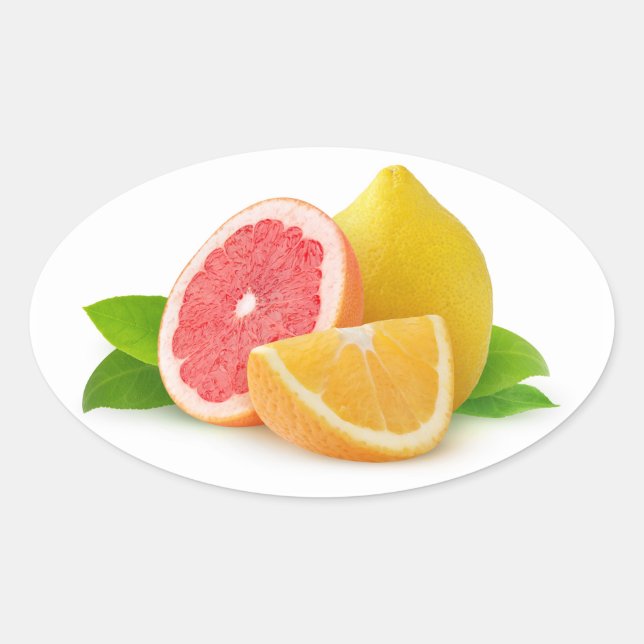 Adesivo Oval Frutas de Citrus (Frente)